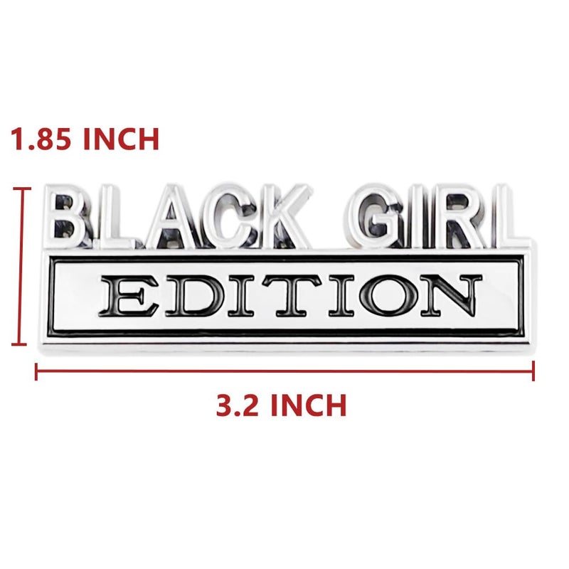 CARRUN 2 Pcs Black Girl Edition Emblem Car Side Rear Front Hood Trunk Door Badge 3D Decal Sticker Fit for Car Truck SUV (Black Girl,Silver Black),CR-Edition - Image 4